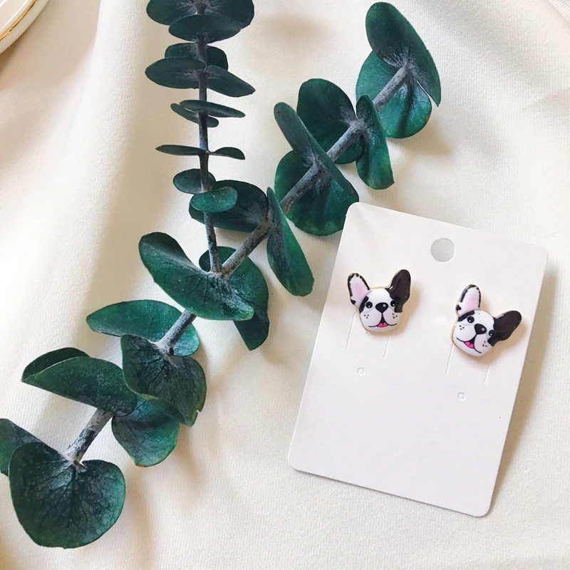 Doreen Box сплав серьги-гвоздики в виде собаки черный белый красный освещение Schnauzer