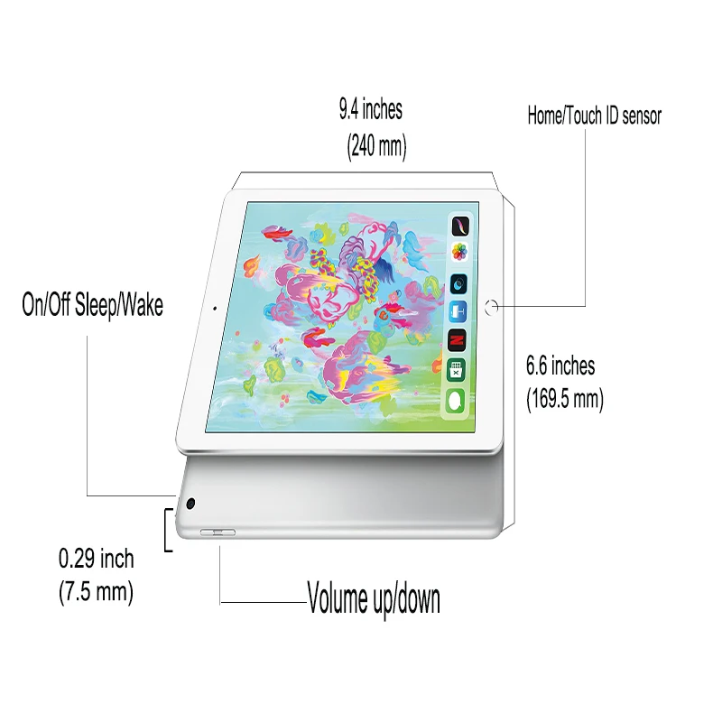 Apple iPad 2018 (6th поколения) 128G 9 7 retina Дисплей A10 Fusion чип Facetime 8MP сзади Камера 0 46 кг супер