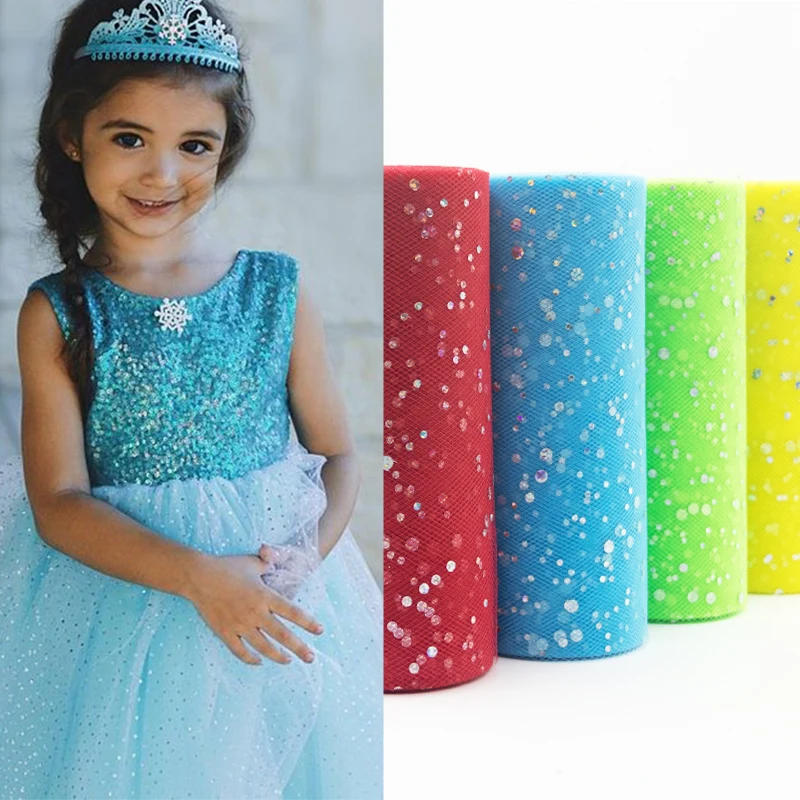 15cm*22m Glitter Sequin Tulle Roll Tutu Fabric Wedding Decoration Organza 25 Yards Birthday Party Supplies | Дом и сад