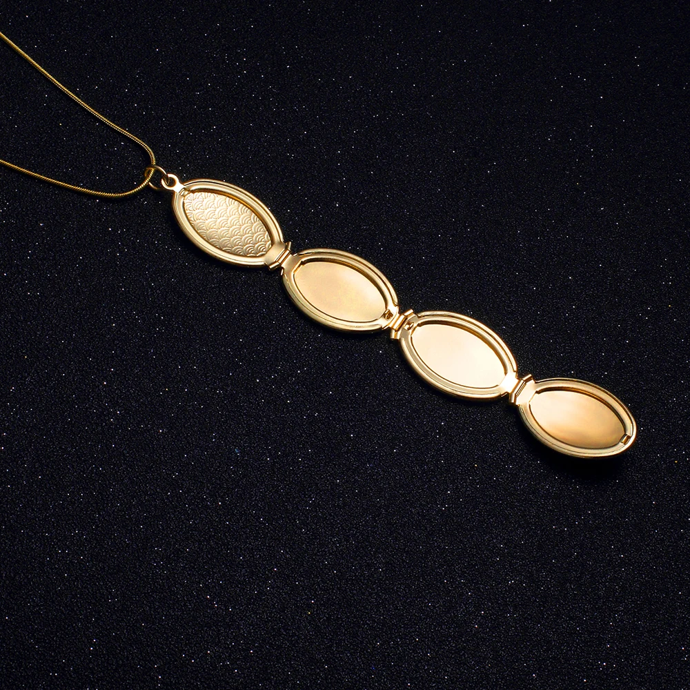 Новинка 2017 года 18kgold-color Цепочки и ожерелья фазы зеркало цветок фото шкатулка