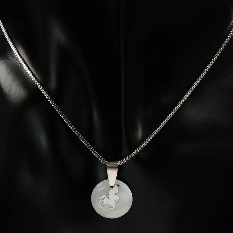 2021 Единорог корпус из нержавеющей стали ожерелье для женщин серебро Цвет