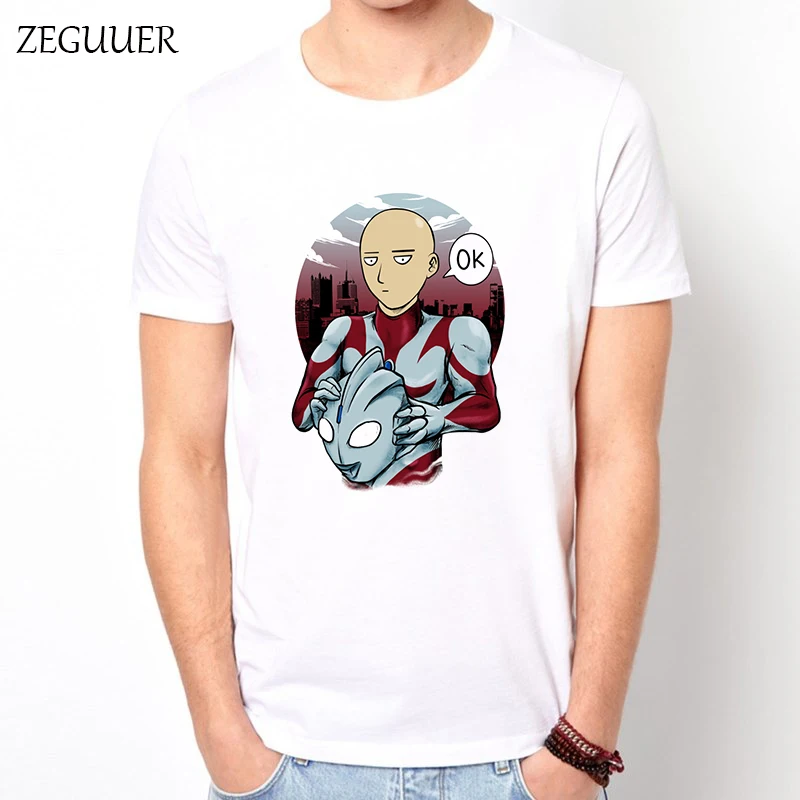 Футболка One Punch The Novel, японское аниме, белая, короткий рукав, Harajuku, уличная одежда, хлопок, Мужская футболка, повседневная одежда
