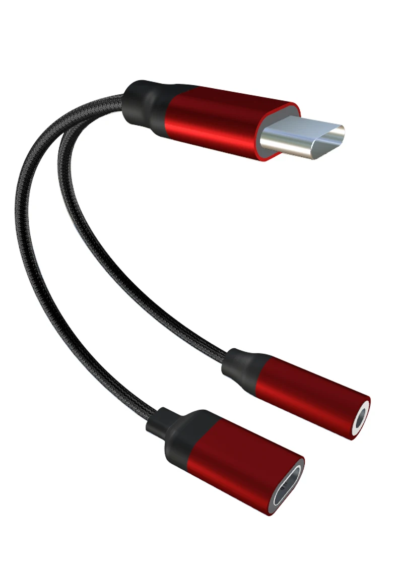 Красный USB C до 3,5 мм разъем для наушников адаптер Разъем для быстрой зарядки AUX аудио кабель для Xiaomi Mi 6 6x huawei P20 mate 10 Pro type c - Цвет: Красный