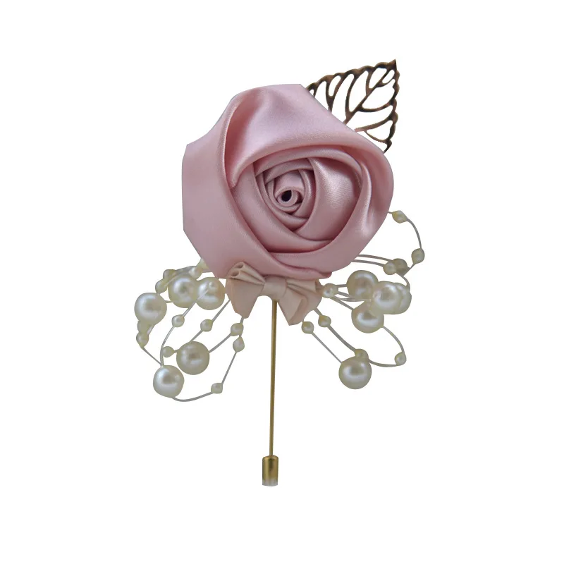 Wedding Brooch Prom Corsage Ceremony Flower Brooch Wedding Groom Groomsmen Buttonhole Flowers Boutonniere Pearl Brooch Pins Gift
