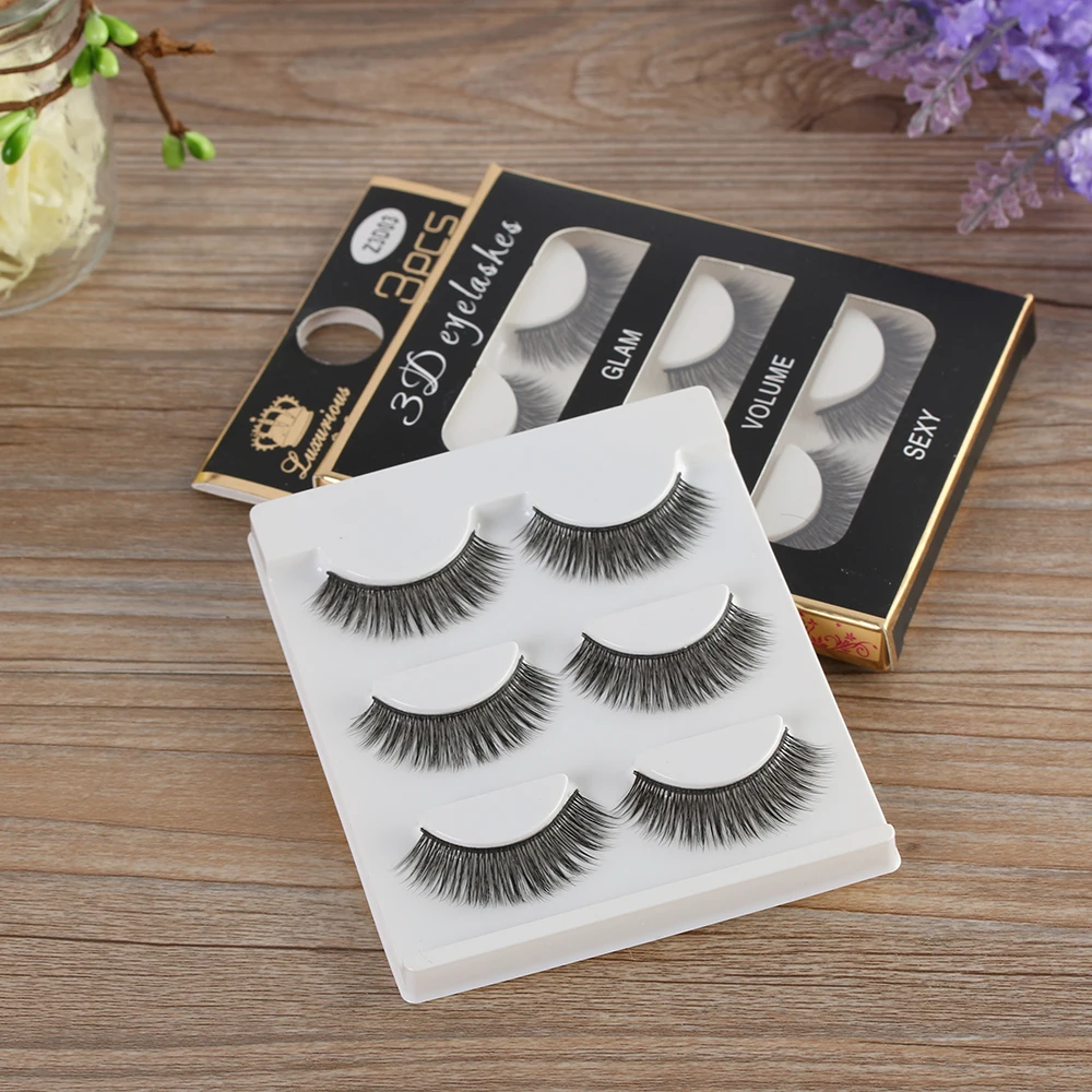 3 пары корейские 3D накладные ресницы ручной работы натуральные средней толщины