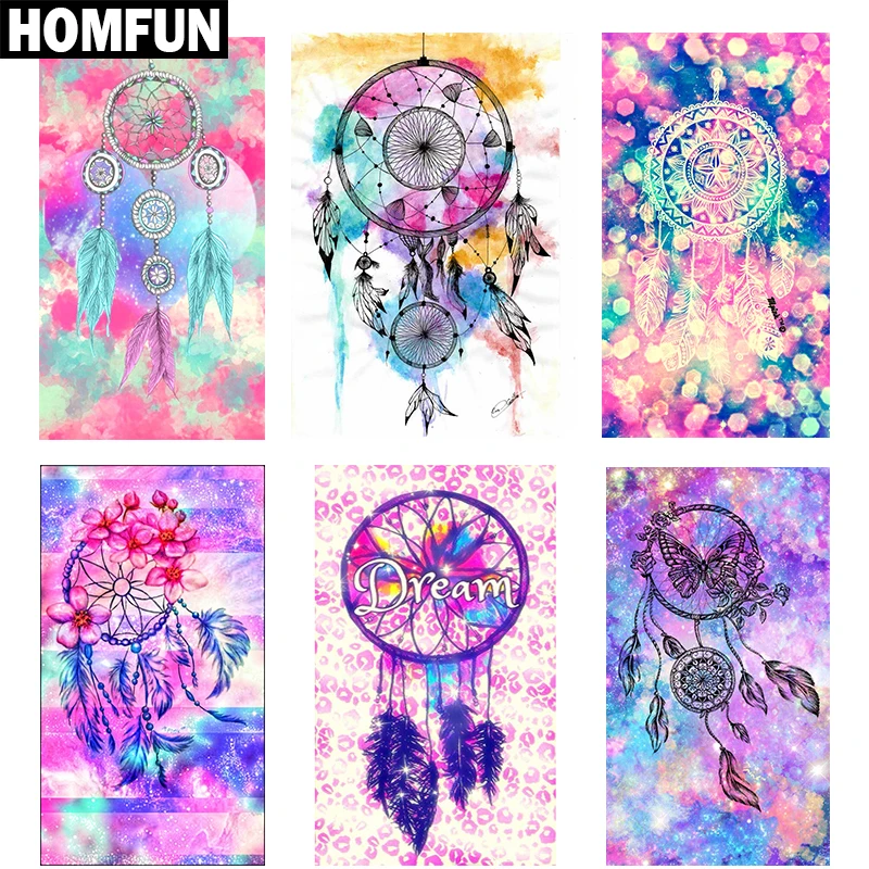 HOMFUN Full Square/Round Drill 5D DIY Diamond Painting "Indian Dream feather" 3D Embroidery Cross Stitch 5D Decor