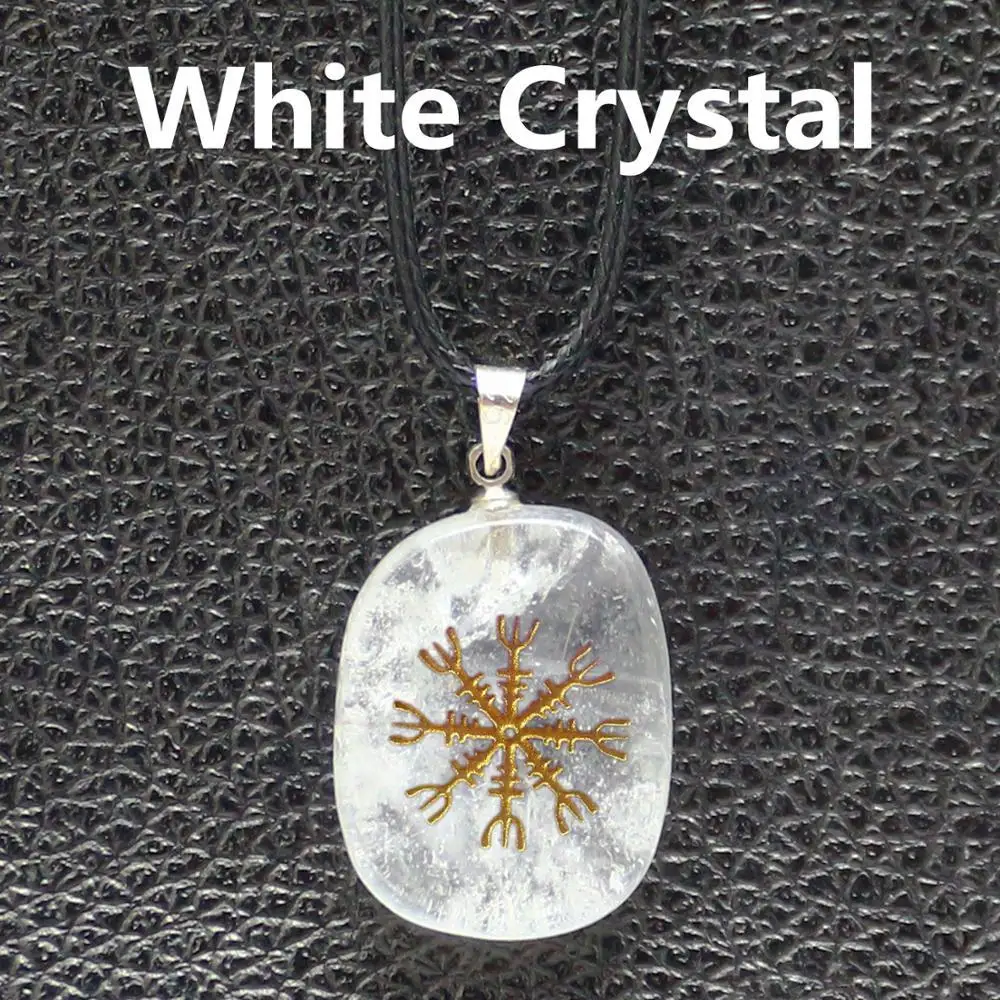 Горячий кулон из природного кварца ручной работы Aegishjalmur Viking Guardian - Окраска металла: White Crystal