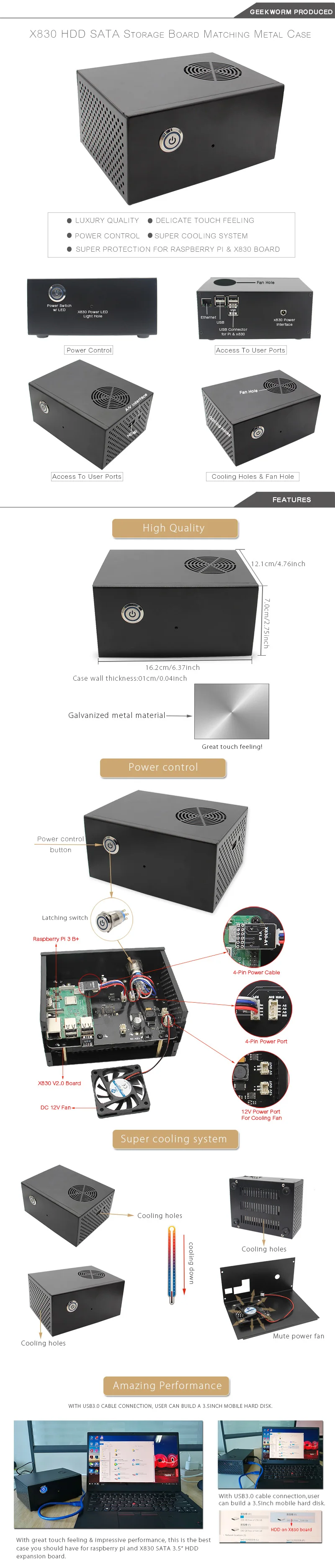 Raspberry Pi 3 Model B Plus/3B и X830 HDD SATA хранения доска металлический чехол/корпус+ вентилятор охлаждения+ переключатель питания комплект