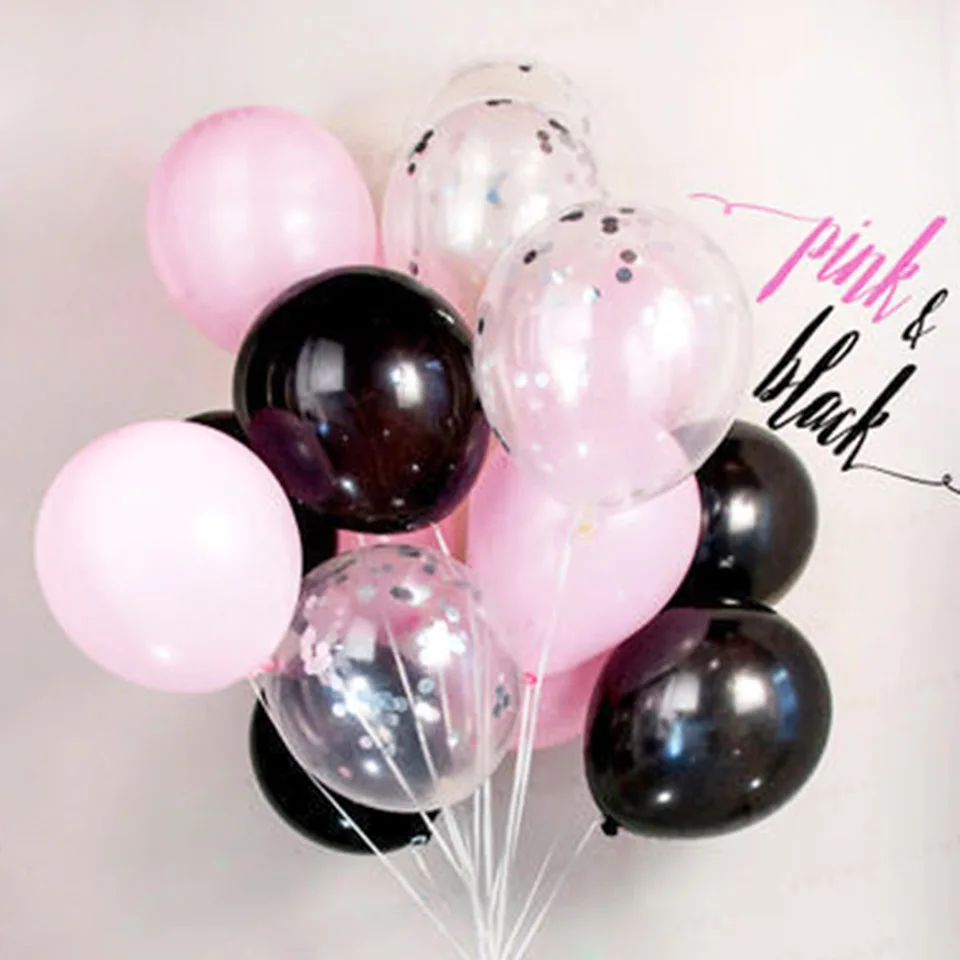 Tronzo 15pcs Confetti Balloon Golden Black Latex Balloons For Wedding Birthday Party Decoration Kids Favors Baby Shower Supplies | Дом и сад