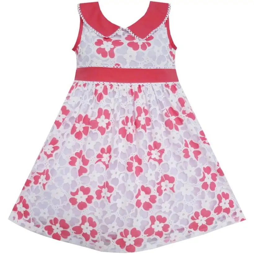 

Flower Girl Dress Pink Collar Hollow Out Princess Child Clothing 2019 Summer Wedding Party Dresses Size 5-10 Carnival Vestidos