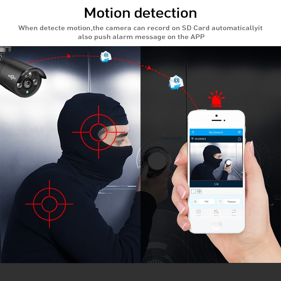 Камера видеонаблюдения беспроводная 8 каналов 2 Мп 1080P NVR IP Wi Fi 3 ТБ|hiseeu|hiseeu cctv |