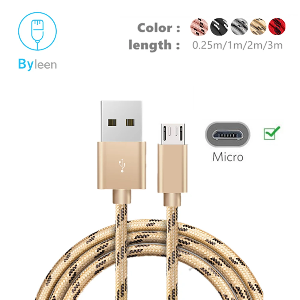 Micro USB кабель для синхронизации данных и зарядки для samsung S7 S6 huawei mate 8 mate P8 Lite P7 Honor 5C 5X 4C/G Play Mini/G8, Mediapad M3 - Цвет: Золотой