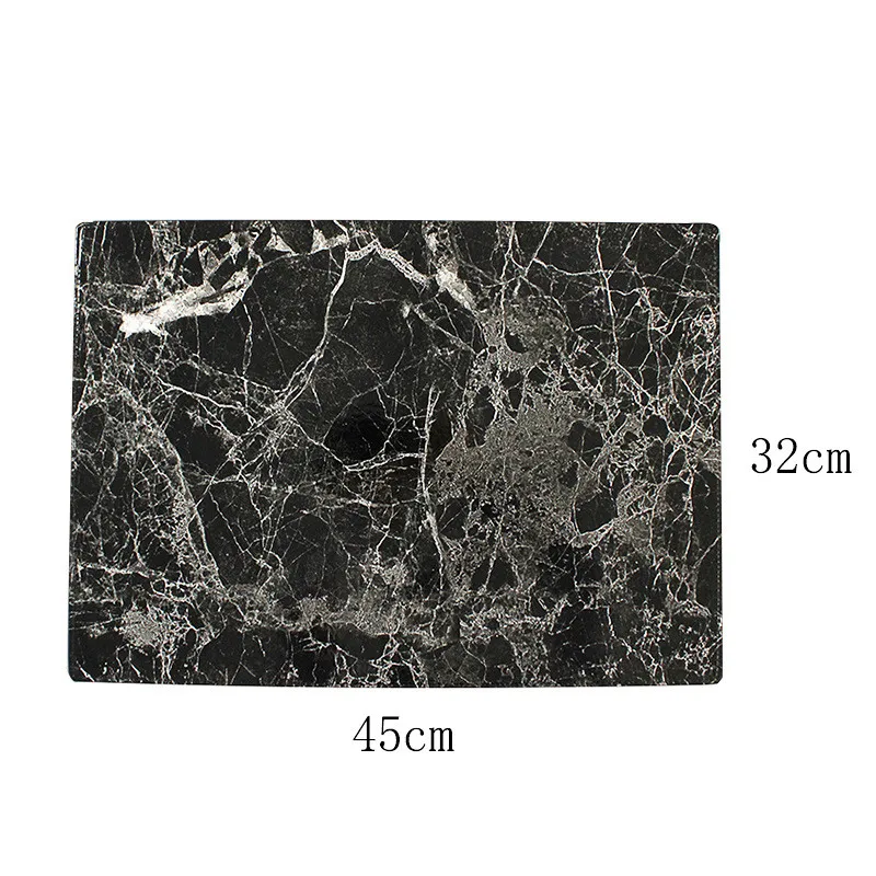 Placemat 45X32CM Luxury PU Leather Waterproof Table Mat Black White Marble Pattern Placemat for Dining Table Water Coasters Home