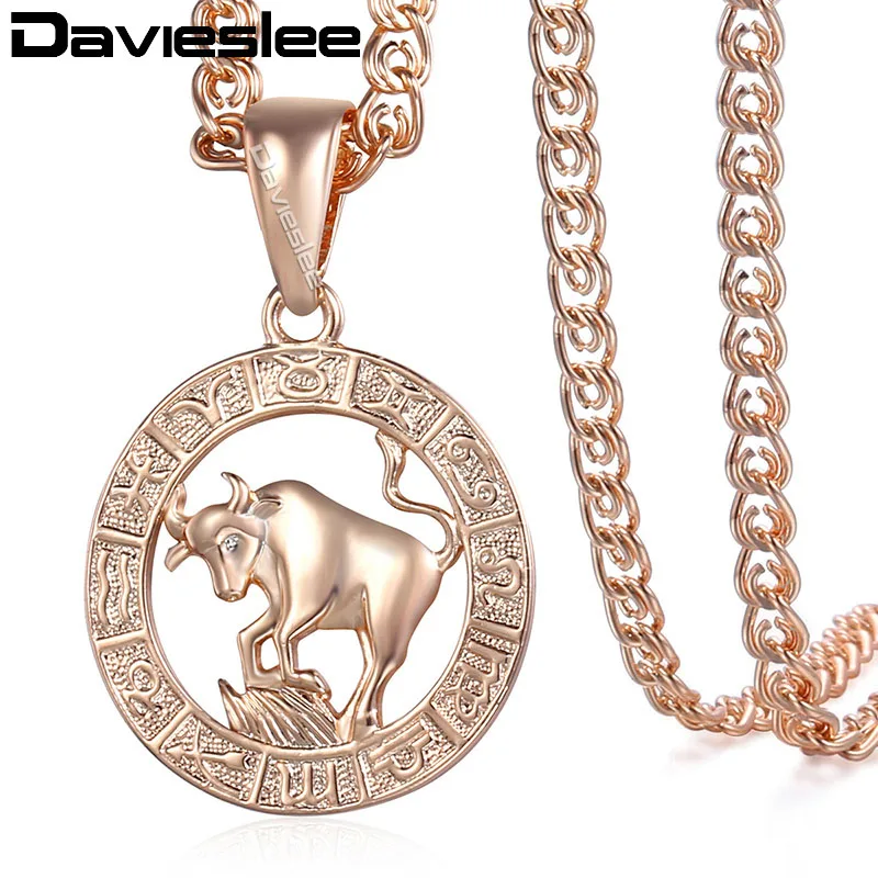 GP179 20inch Chain Davieslee женский знак зодиака Телец кулон Золотое созвездие кулон ожерелья для женщин ювелирные изделия дропшиппинг DGP358 - Окраска металла: GP179 20inch Chain