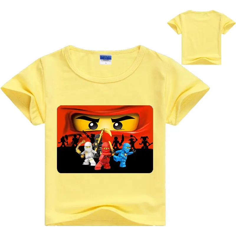Коллекция года, Ninjago, хлопковые футболки с короткими рукавами и круглым вырезом, с мультяшным рисунком Одежда для маленьких мальчиков и девочек летняя футболка детские топы, футболки