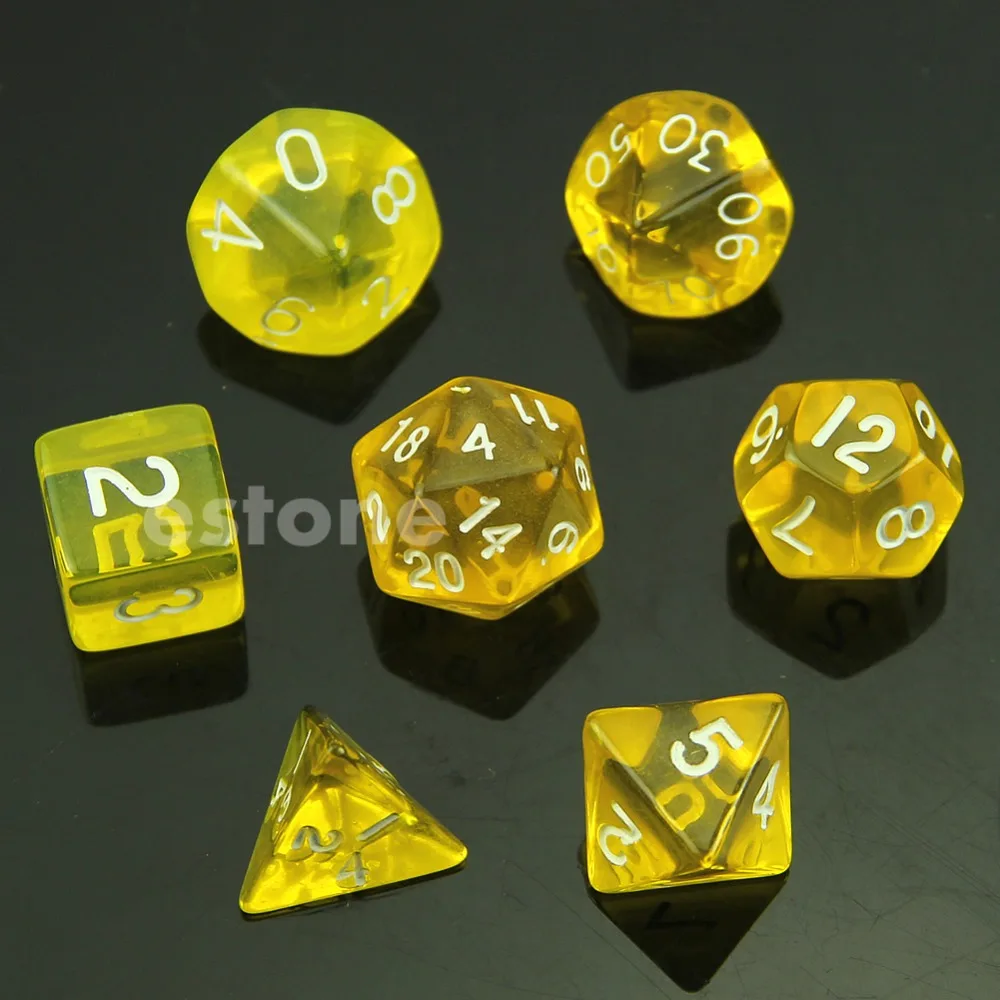 

One set of 7 Polyhedral Dice with colorful
