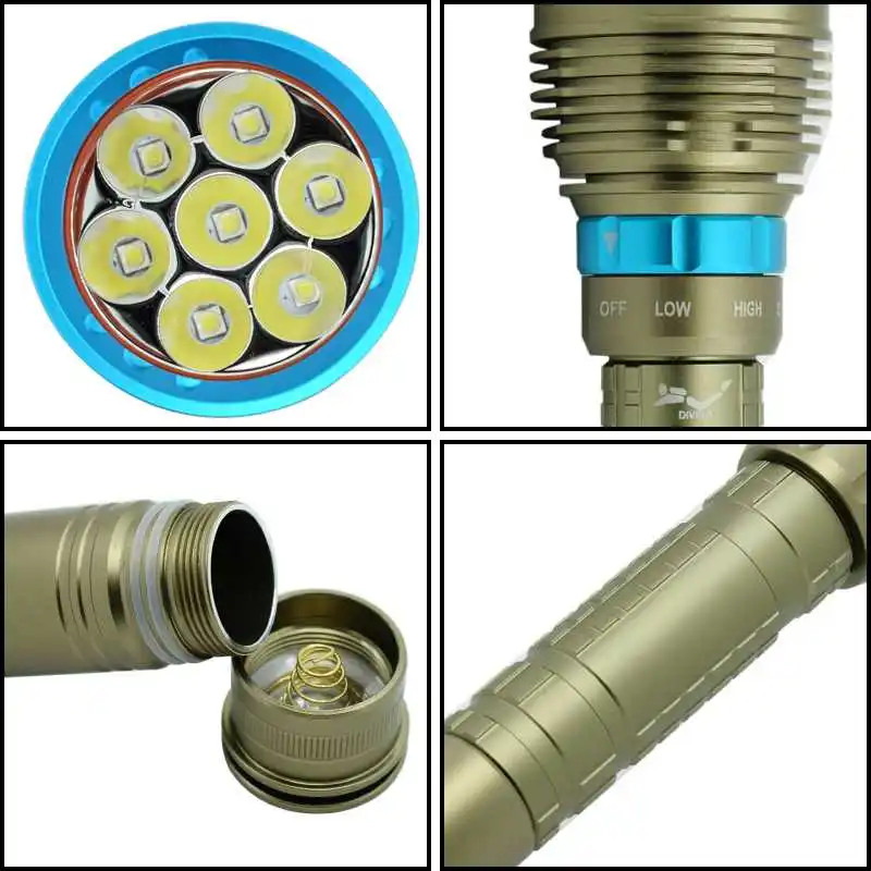 

High Power LED Flashlight 15000 Lumens Diving Torch Video XM-L2 Led Dive Lantern Lamp Waterproof L2 18650 Torch