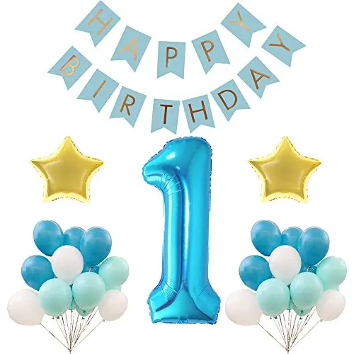 Комплект украшений на первый день рождения для мальчиков и девочек синие флаги с