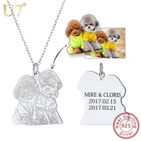 u7 925 sterling silver engraved personalized photo name custom pendant necklaces for family lovers jewelry special gifts sc164