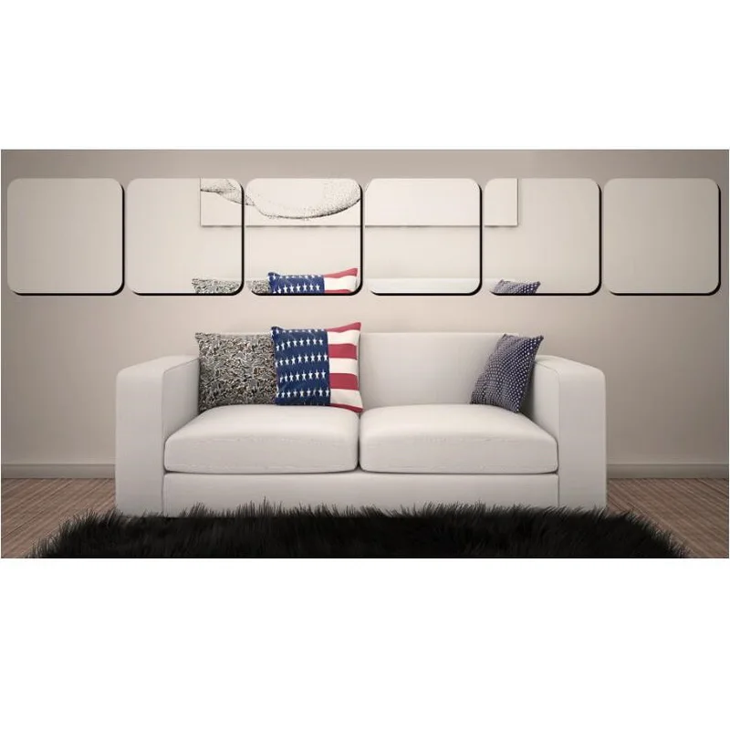 Золото/серебро 3 размера 3D квадратное зеркало наклейка на стену съемный домашний