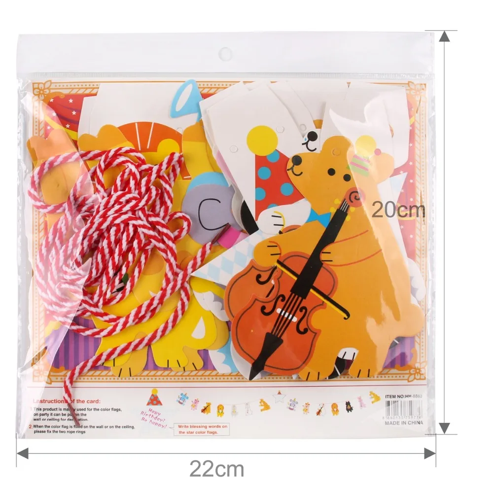 Happy Family Music Jungle Animal Paper Flag Banner Bunting Kids Birthday Party Decor Baby Shower Garlands Home Decorations | Дом и сад