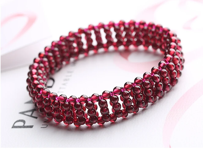 3-3 25 мм 5А класса натуральный гранат камень браслет ручной работы стиль YH4814 |