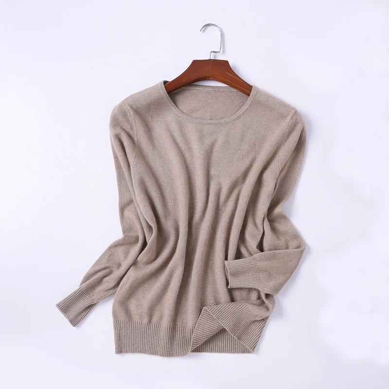 Casual Mink Cashmere Sweater Pullover Red Womens Long Sleeve O-neck Sweaters Autumn Winter Knitted Top 2018 Warm Jumper Knitwear | Женская