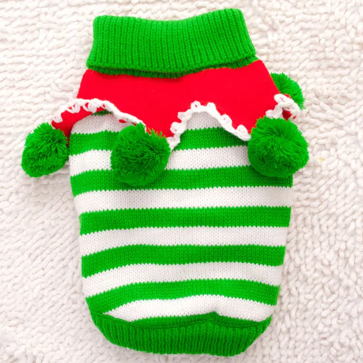 Полосатый симпатичный свитер костюм одежда для домашних животных собака Санта