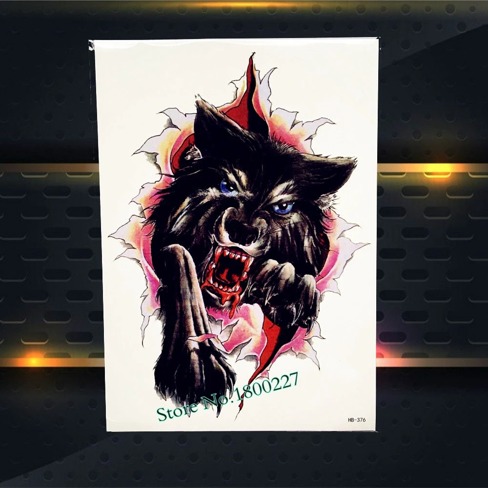 Съемная водостойкая Татуировка клейкая бумага свирепость волк меч тату наклейки