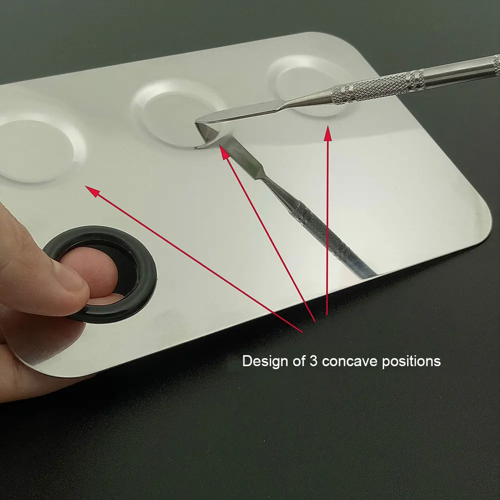 Горячая палитра для макияжа из нержавеющей стали 3 Well Палитра дизайна ногтей