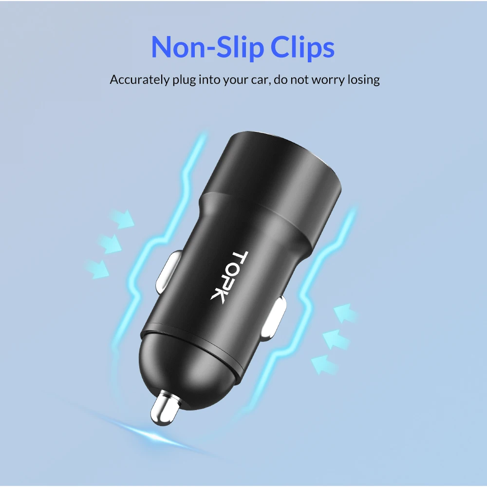 TOPK G207 двойной зарядное устройство USB 2.4A для iPhone Xiao mi redmi Note 7 9 samsung S10