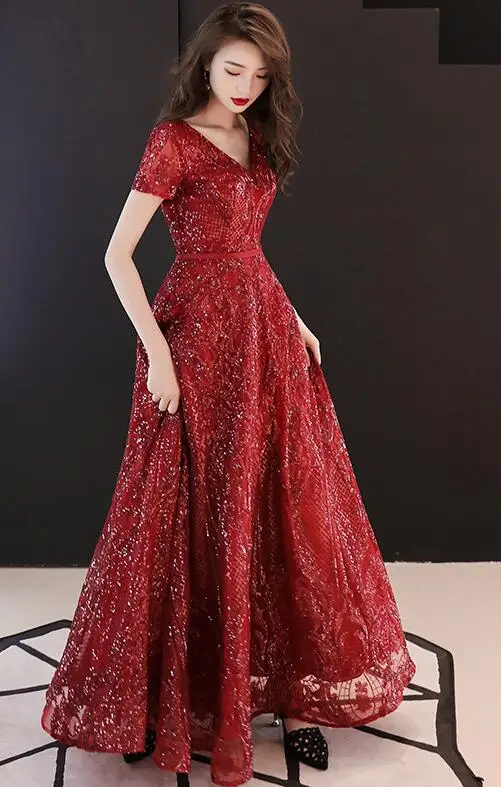 Style 1 Сексуальное Тонкое кружевное платье с блестками и двойным v-образным вырезом; вечернее платье; китайский свадебный тост; улучшенное платье Qipao; Vestidos; Размер s-xxl - Цвет: Style 1