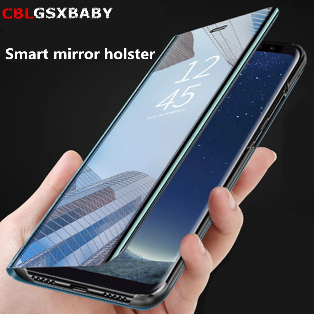 Умный зеркальный флип чехол для телефона Samsung Galaxy S20 Note 10 9 S10 S9 S8 Plus прозрачный M30 20