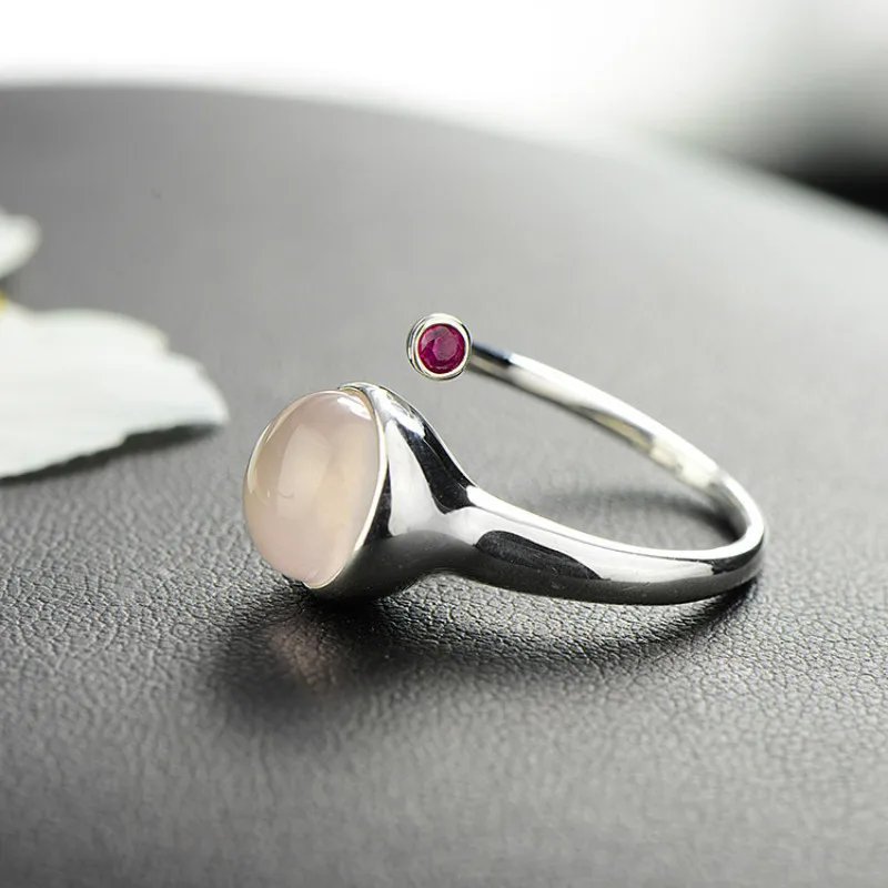 

Guaranteed Silver Ring Women 925 Simple Ringgs Womens Jewelry Rose Quartz Natural Stone Beautiful Fine Jewelry Bague Argent