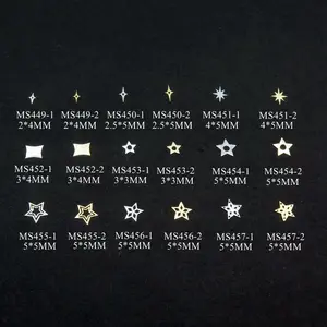 100 шт.пакет СеребрянаяЗолотая Звезда Крест-звезда двойная звезда не клейкая мягкая металлическая наклейка украшение для ногтей акриловое украшение