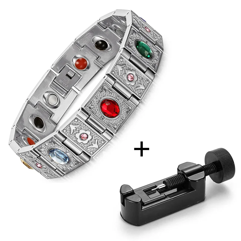 sliver with adjust WelMag модный германий браслет и браслеты из нержавеющей стали для мужчин и женщин магнитный браслет магнитотерапия отрицательных ионов ювелирные изделия - Окраска металла: sliver with adjust