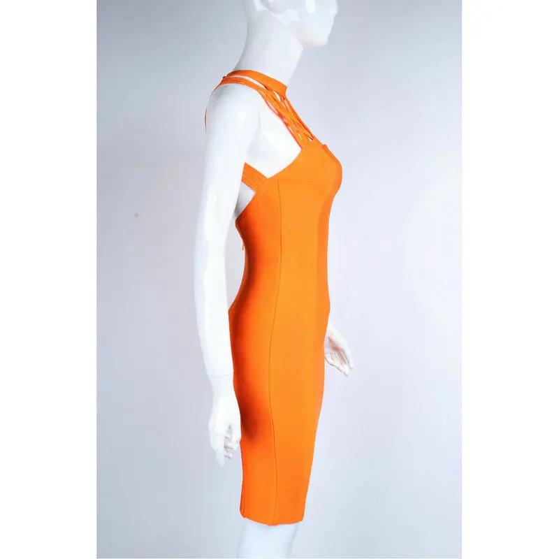 Модное горячее сексуальное платье 2017 новое оранжевое привлекательное
