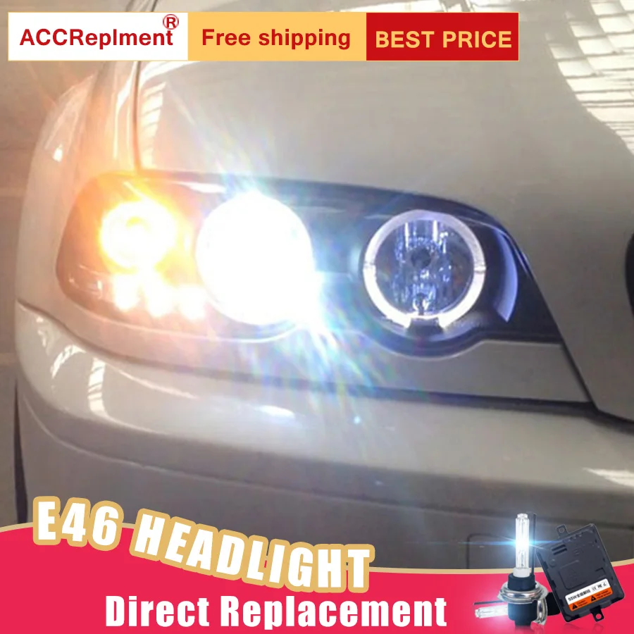 2 шт. светодиодный фары для BMW E46 1998-2002 Автомобильные ангельские глазки комплект