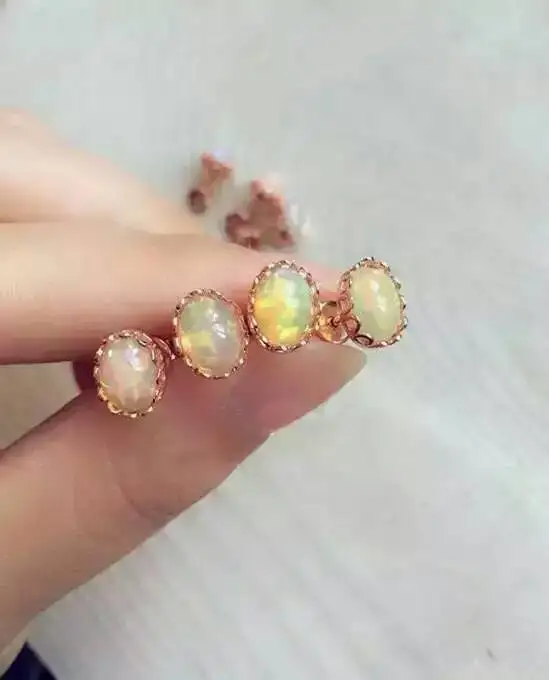 Женский ювелирный комплект из кольца и серёг серебра 925 пробы|jewelry sets|opal jewelry setring