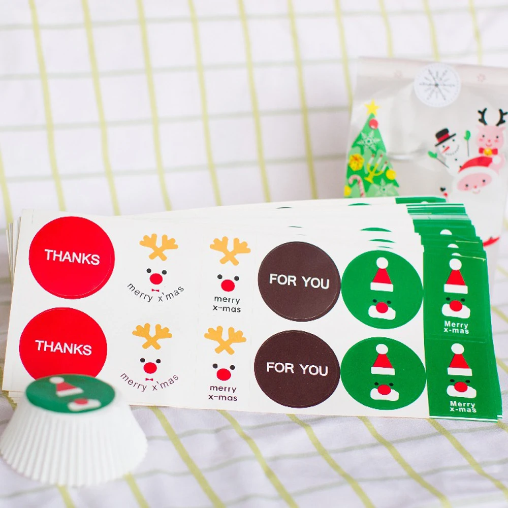 96 шт. рождественские ярлыки с Санта-Клаусом и оленем для еды этикетпосылка