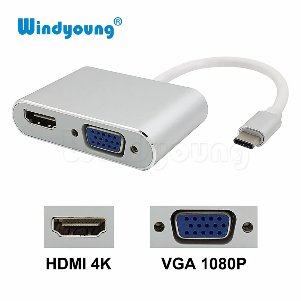 

USB C to HDMI 4K VGA 1080P Type C to HDMI VGA Adapter USB-C Support 4K*2K 1080P for Macbook Google Pixel Type-c to HDMI VGA