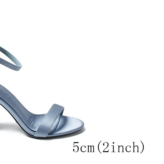 smoky blue 5cm Женщины сандалии лето ремень для лодыжки насосы дизайнер коренастый сатин обувь дамы свадебный свадьба толстый бирюзовый открытые носки каблуков Коренастый Лето - Цвет: smoky blue 5cm