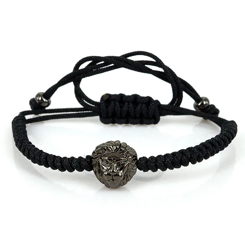 Мужской браслет с Львом ювелирные изделия 2018 черный шнур розовое золото
