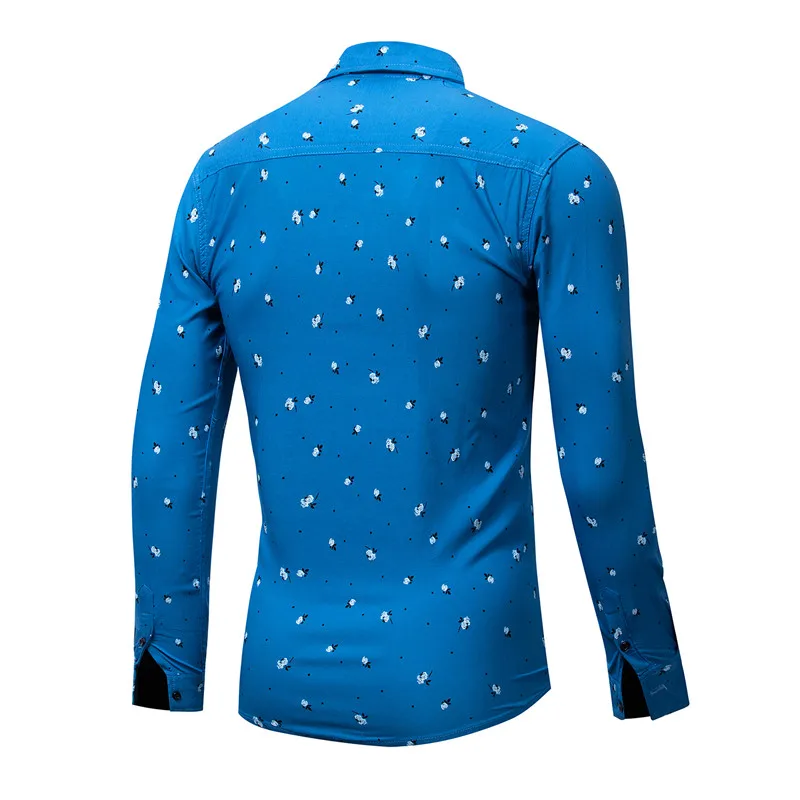 Новая брендовая повседневная мужская рубашка с цветочным принтом