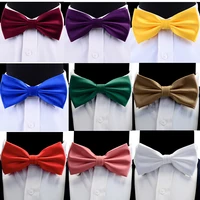 gusleson silk solid pre tied bow tie for men purple black yellow double fold bow ties waterproof wedding business bowtie