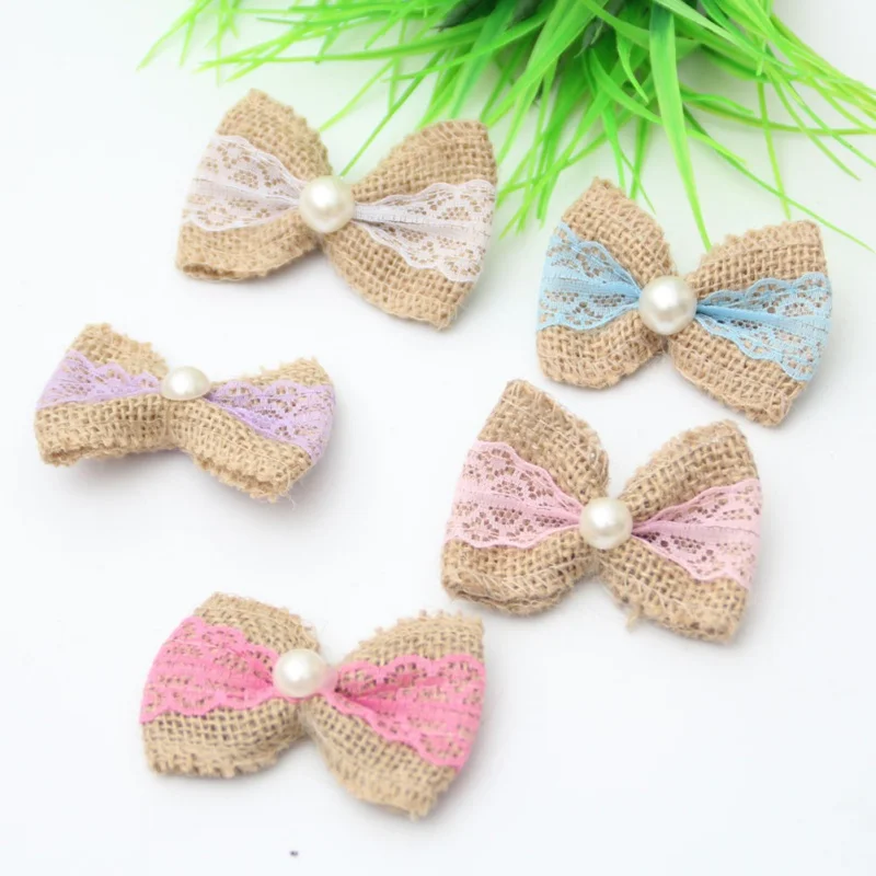 5 шт. Винтаж из натурального джута Мешковина мешковиной кружевные ленты для