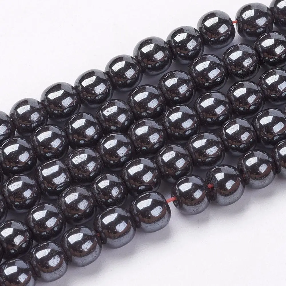 

10Strand 4 6 8mm Non-Magnetic Synthetic Hematite Black Round Beads Loose Spacer Beads for Jewelry Making DIY Bracelet