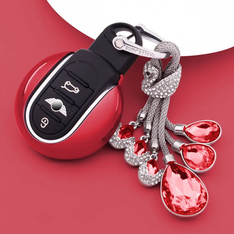 Red Crystal Чехол для ключей от автомобиля, чехол для Mini Cooper JCW One S F54 F55 F56 F60, автомобильные аксессуары - Название цвета: Red Crystal