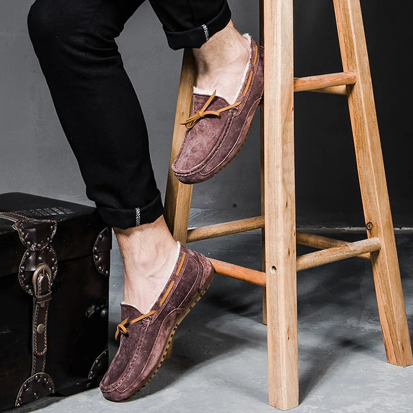 KRORCHE Мужчины Зимние Ботинки Loafer Изоляцией Флисовые Обувь Размер 5.5-9.5