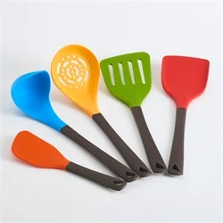 5-pcs utensils Liflicon Силиконовые Кухня Посуда для похода 5 шт. антипригарные инструменты с лопаточкой лопатка для переворачивания скиммер риса весло для приготовления - Цвет: 5-pcs utensils